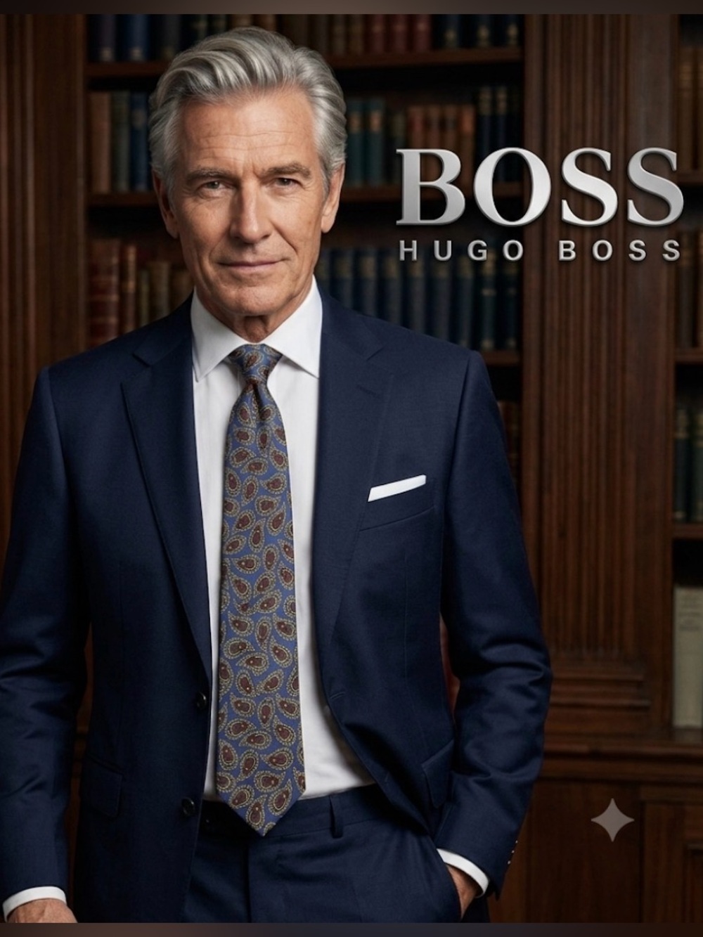 HUGO BOSS Silk Tie - Luxe Chain Print in Cobalt Blue